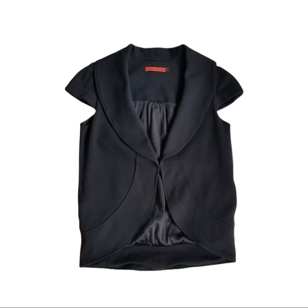Alice + Olivia Black Cap Sleeve Jacket Sz S